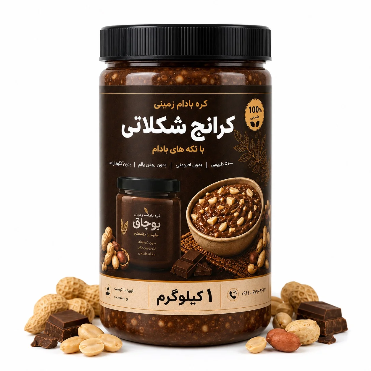 کره بادام‌زمینی کرانچ شکلات ۱ کیلویی🍫🥜